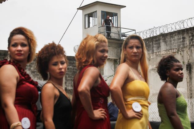 <span class='image-component__caption' itemprop="caption">Inmate contestants stand during the annual beauty pageant at the Talavera Bruce women's prison</span>