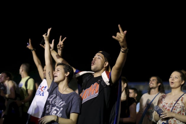 Ueslei Marcelino / Reuters Fans started gathering 18 hours ahead of time at Havana’s Sports City football and baseball fields. 