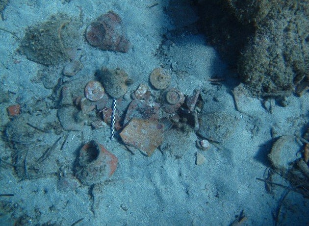 Ceramic artifacts found in the Greek-Roman wreckage.