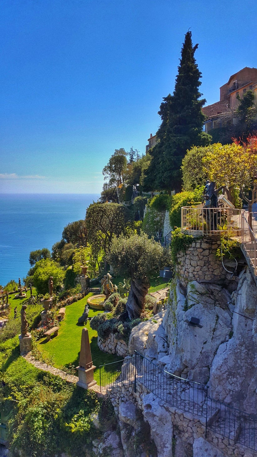 Entrance to the chateau overlooking the gardens and the Mediterranean Sea