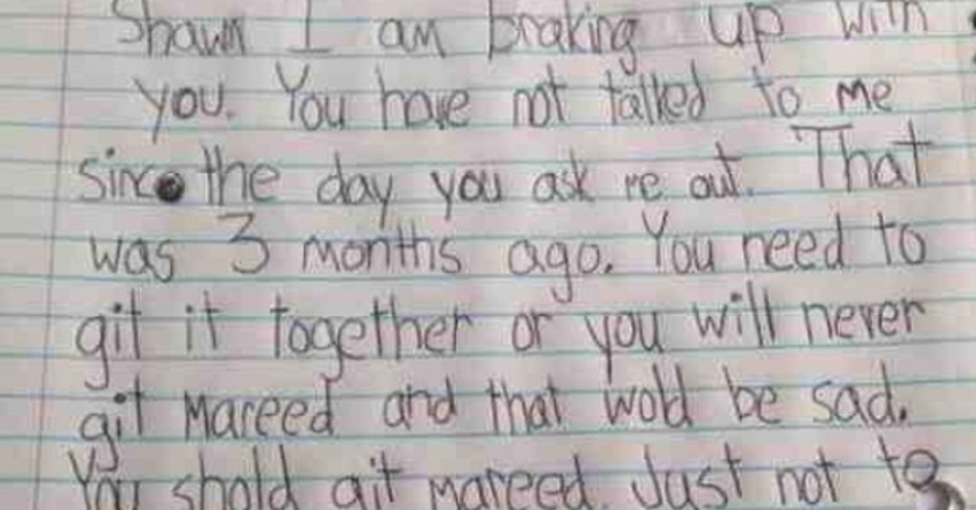 10 Breakup Notes From Kids Who Want Nothing To Do With Love | HuffPost