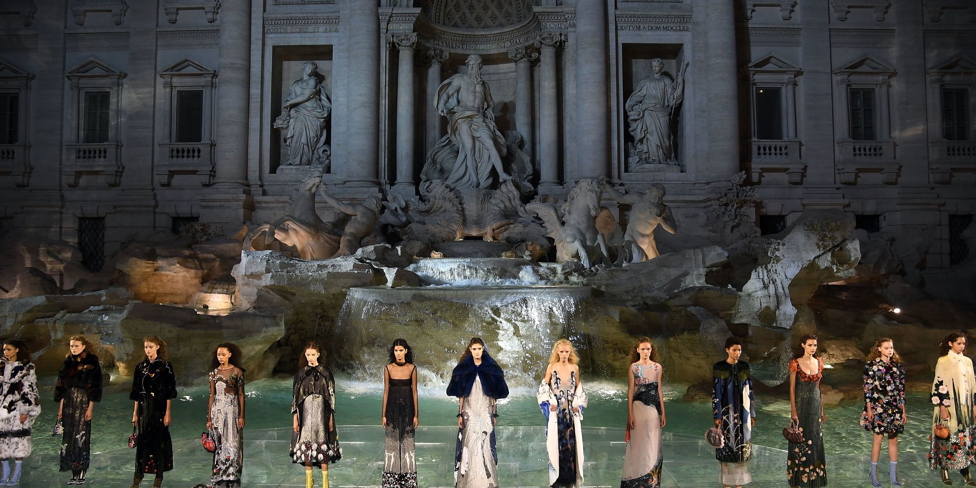 Fendi Models Walked On Top Of Rome's Trevi Fountain Last Night | The ...