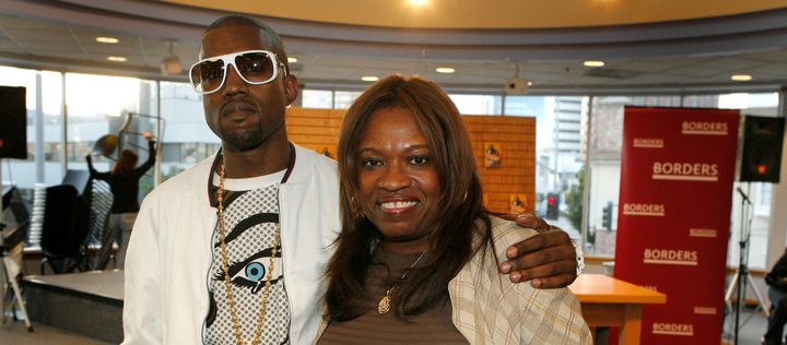 LOS ANGELES - MAY 9: Author Donda West (R) and her son, hip-hop performer Kanye West atend a book signing for her book 'Raising Kanye: Life Lessons from the Mother of a Hip-Hop Superstar' on May 9, 2007 at Borders in Los Angeles, California. (Photo by Vince Bucci/Getty Images}