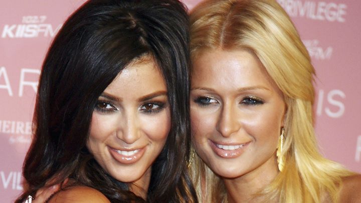 LOS ANGELES - AUGUST 18: Socialite Kim Kardashian (left) and actress/singer Paris Hilton arrive at Paris Hilton's debut cd release party at Privilege on August 18, 2006 in Los Angeles, California. (Photo by Kevin Winter/Getty Images)
