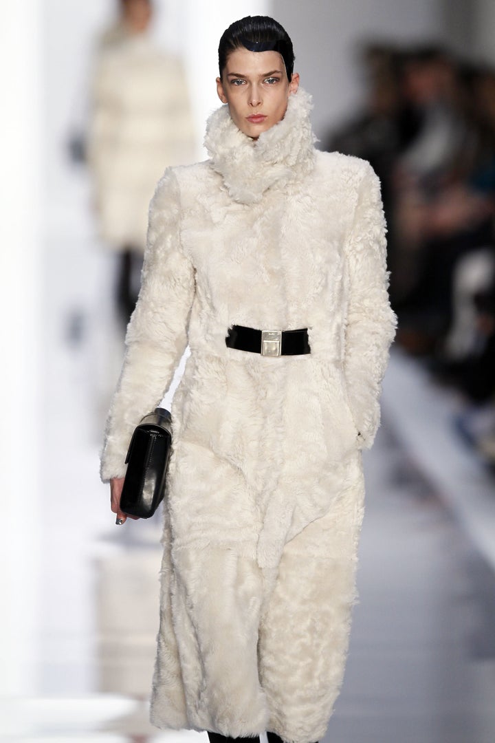 BERLIN, GERMANY - JANUARY 19: A model walks the runway at the Hugo by Hugo Boss Autumn/Winter 2012 fashion show during Mercedes-Benz Fashion Week Berlin at Gemaldegalerie on January 19, 2012 in Berlin, Germany. (Photo by Peter Michael Dills/Getty Images)