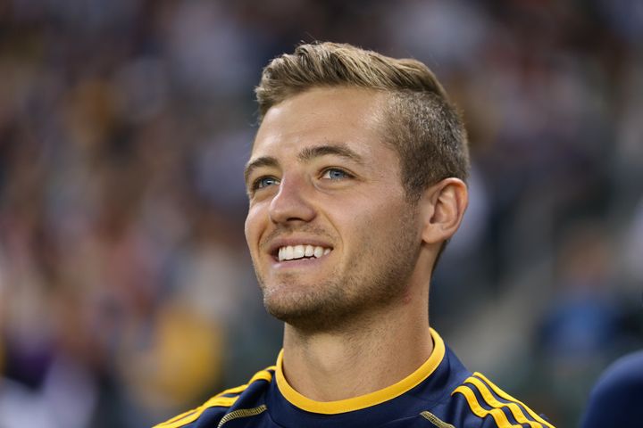 CARSON, CA - MAY 26: Robbie Rogers #14 of Los Angeles Galaxy looks on prior to the start of the game against the Seattle Sounders FC at The Home Depot Center on May 26, 2013 in Carson, California. (Photo by Jeff Gross/Getty Images)