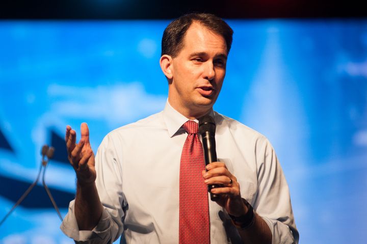 DENVER, COLORADO - JUNE 27: Scott Walker speaks during the Western Conservative Summit at the Colorado Convention Center in Denver, Colorado on June 27, 2015 in Denver, Colorado. The Western Conservative Summit attracts thousands of conservatives and a number of prominent politicians; this year the lineup includes Rick Santorum, Mike Huckabee, Carly Fiorina, Ben Carson, and Scott Walker. (Photo by Theo Stroomer/Getty Images)