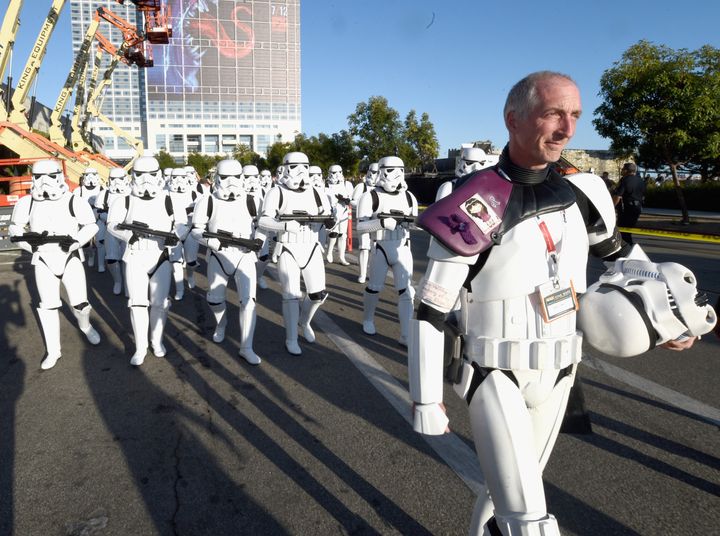 SAN DIEGO, CA - JULY 10: Following the 'Star Wars' Hall H presentation at Comic-Con International 2015 at the San Diego Convention Center in San Diego, Calif., 501st Legion member, Kevin Doyle and the audience of more than 6000 fans walked to a surprise 'Star Wars' Fan Concert performed by the San Diego Symphony, featuring the classic ÂStar WarsÂ music of composer John Williams, at the Embarcadero Marina Park South on July 10, 2015 in San Diego, California. (Photo by Michael Buckner/Getty Images for Disney)