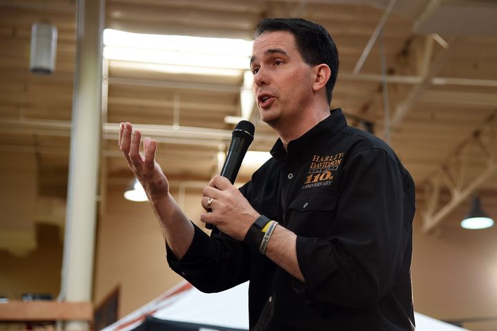 LAS VEGAS, NV - JULY 14: U.S. presidential candidate and Wisconsin Gov. Scott Walker speaks at Red Rock Harley-Davidson on July 14, 2015 in Las Vegas, Nevada. Walker launched his campaign on July 13, joining 14 other Republican candidates for the 2016 presidential race. (Photo by Ethan Miller/Getty Images)