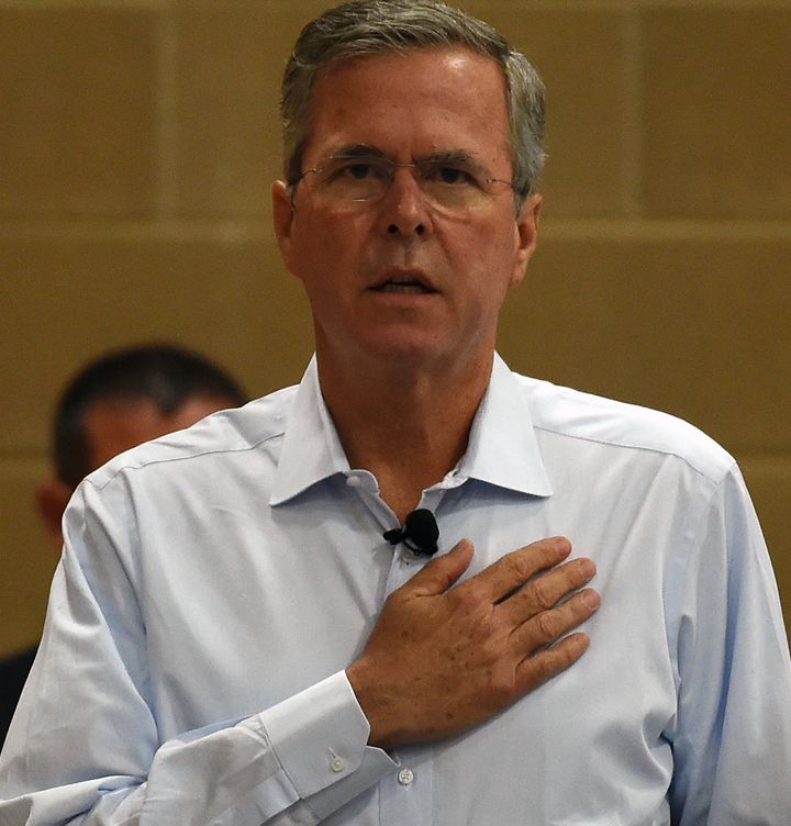 HENDERSON, NV - JUNE 27: Republican presidential candidate and former Florida Gov. Jeb Bush waits to speak at a town hall meeting at the Valley View Recreation Center on June 27, 2015 in Henderson, Nevada. Bush is a front-runner in the polls for the 2016 presidential race with 12 other Republican candidates. (Photo by Ethan Miller/Getty Images)