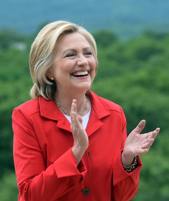 GLEN, NH - JULY 4: Democratic president candidate Hillary Clinton speaks at an organizing event at a private home July 4, 2015 in Glen, New Hampshire. Clinton is on a two day swing through the first in the nation primary state over the fourth of July holiday. (Photo by Darren McCollester/Getty Images)