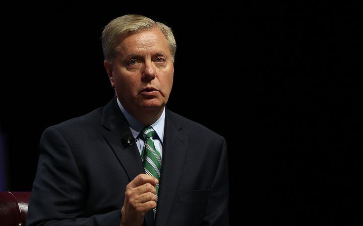 WASHINGTON, DC - JULY 13: Republican U.S. presidential hopeful, Sen. Lindsey Graham (R-SC) participates in a discussion during a Christians United for Israel summit July 13, 2015 in Washington, DC. A number of Republican presidential hopefuls were invited to speak at Christian United for Israel's 10th annual Washington summit. (Photo by Alex Wong/Getty Images)