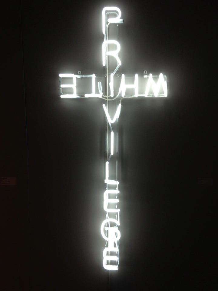 "Just Sayin'" is a 2014 neon sculpture by Ti-Rock Moore and a clever commentary on the notion of white privilege â an awesome part of the awesome Louisiana Contemporary, on display at the Ogden Museum of Southern Art in New Orleans.