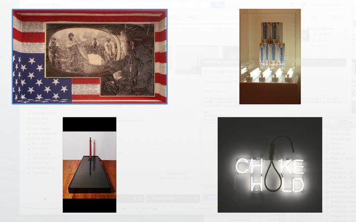 Top left- Title: 'Flyover' Top right- Title: 'Cracka Please' Lower left- Title: 'Domestication of Animals' Lower right-