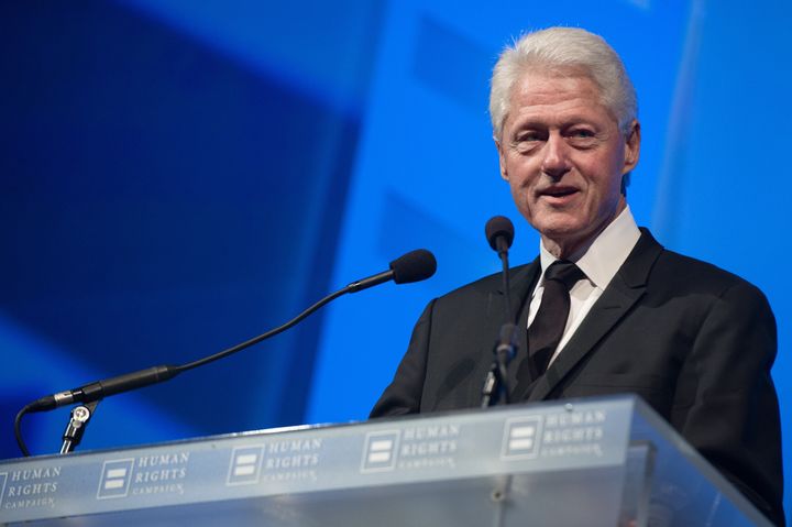 Former US president Bill Clinton addresses the 18th annual Human Rights Campaign (HRC) National Dinner in Washington on October 25, 2014. HRC is the largest US civil rights organization working to achieve equality for lesbian, gay, bisexual and transgender people. AFP PHOTO/Nicholas KAMM (Photo credit should read NICHOLAS KAMM/AFP/Getty Images)