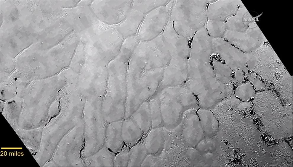 Icy, frozen plains on Pluto.