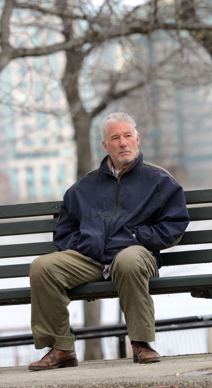 Richard Gere films Owen Moverman's 'Time Out of Mind' on April 23, 2014 in New York City.