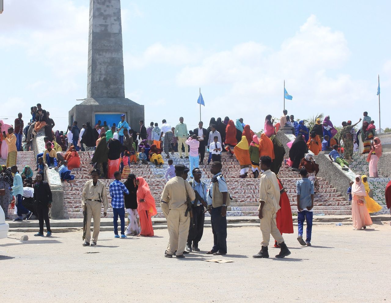 Young people gather at Daljirka Dahsoon, a memorial square for fallen soldiers.