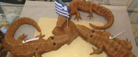 Doughy crocodiles at Kri Kri's bakery in Athens.