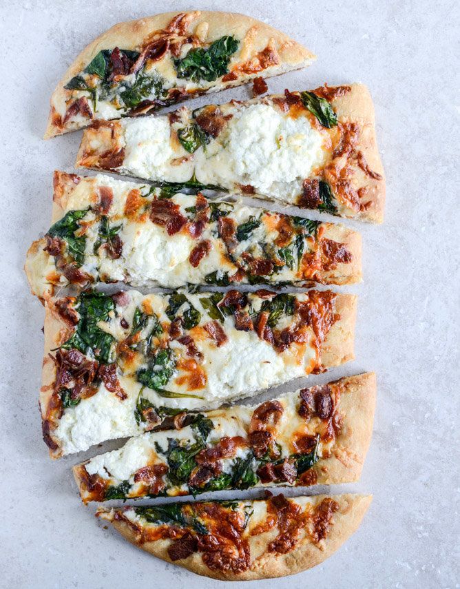 White Pizza With Spinach And Bacon