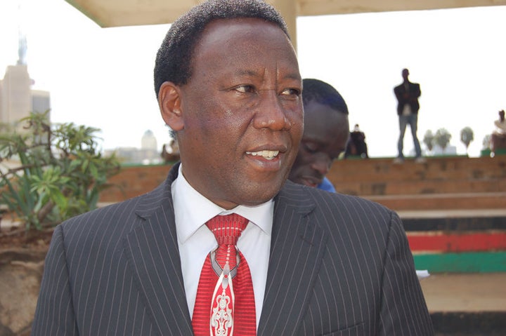 Rev. Mark Kariuki, the President and over-seer of the Deliverance Church in Kenya prepares to launch an anti-gay march in Nairobi's Uhuru Park ground on July 6, 2015. Religion News Service photo by Fredrick Nzwili