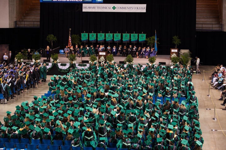 Students graduate from Delaware Technical Community College.