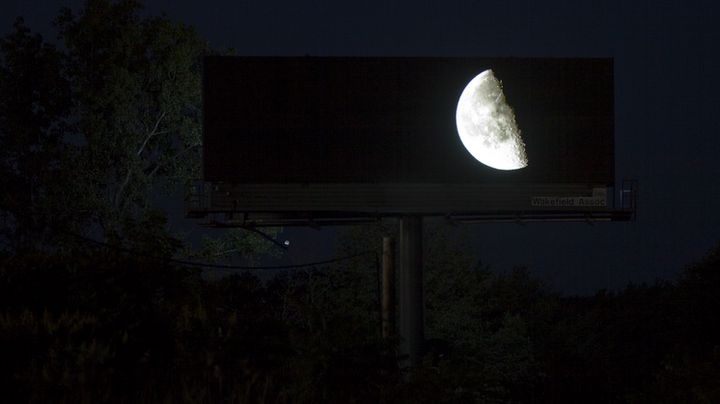 One of the billboards at night.