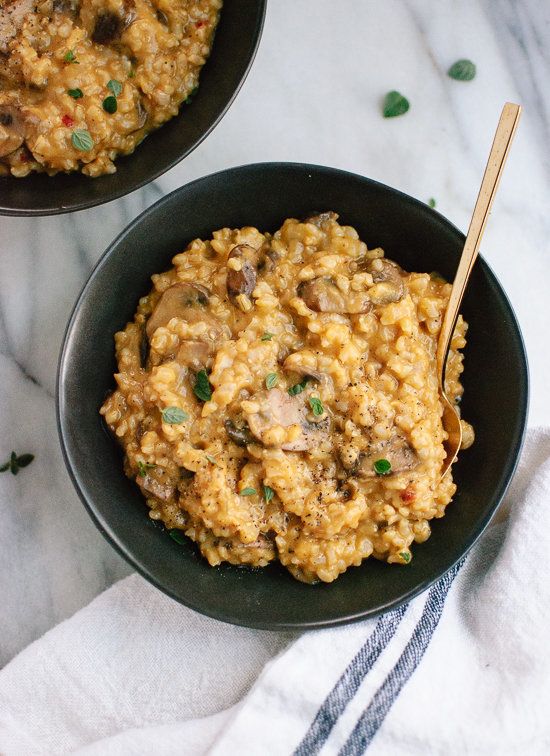 Get the Easy Brown Rice Risotto With Mushrooms and Fresh Oregano recipe from Cookie + Kate