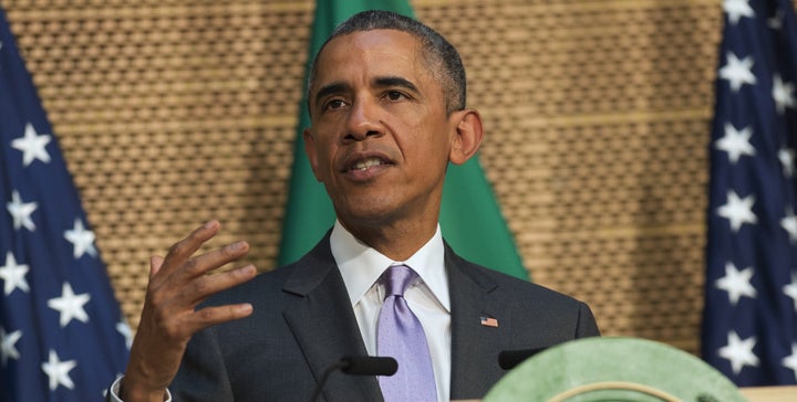 President Barack Obama spoke about places where there is only "democracy in name, but not in substance" on Tuesday