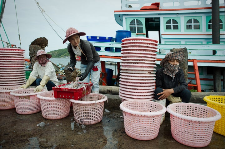 Thousands of men from Myanmar and Cambodia set sail on Thai fishing boats every day, but many are unwilling seafarers -- slav