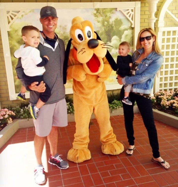 <p>Lory and Rick Ankiel with their two sons get goofy.</p>