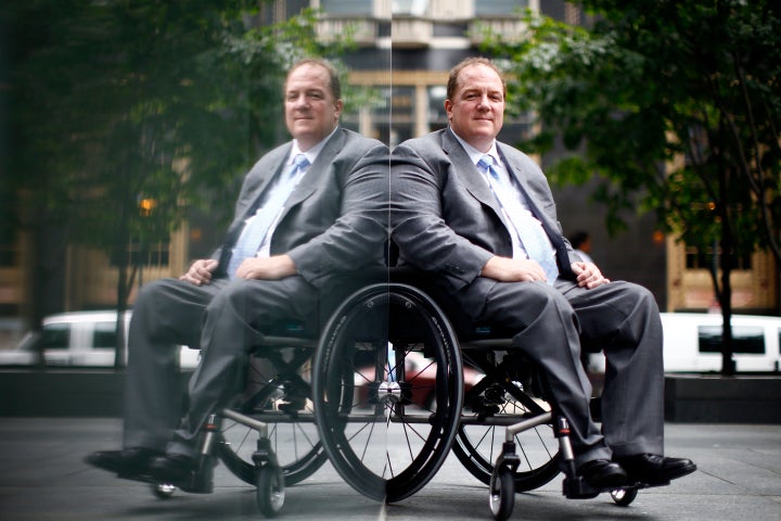 Fred Maahs, poses for a photograph in Philadelphia on Monday, July 13, 2015. The Comcast executive has become a prominent disability-rights activist since being paralyzed from the chest down in a diving accident 35 years ago. Sunday, July 26, 2015 marks the 25th anniversary of the Americans With Disabilities Act (ADA). (AP Photo/Matt Rourke)