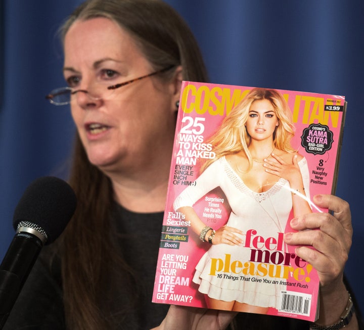 Victoria Hearst, the granddaughter of publisher William Randolph Hearst, calls for Cosmopolitan to be sold to adults only and to be displayed on sales racks in an opaque wrapper.