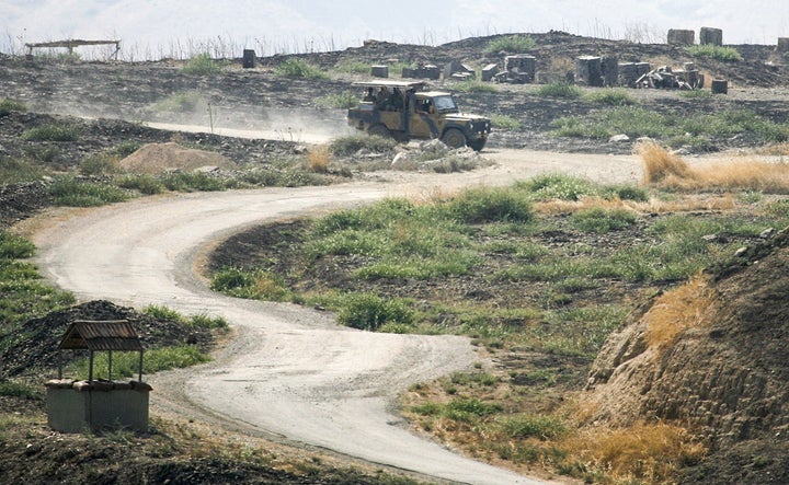 Turkish tanks in southeastern Turkey's border city of Gaziantep on July 28, 2015. 