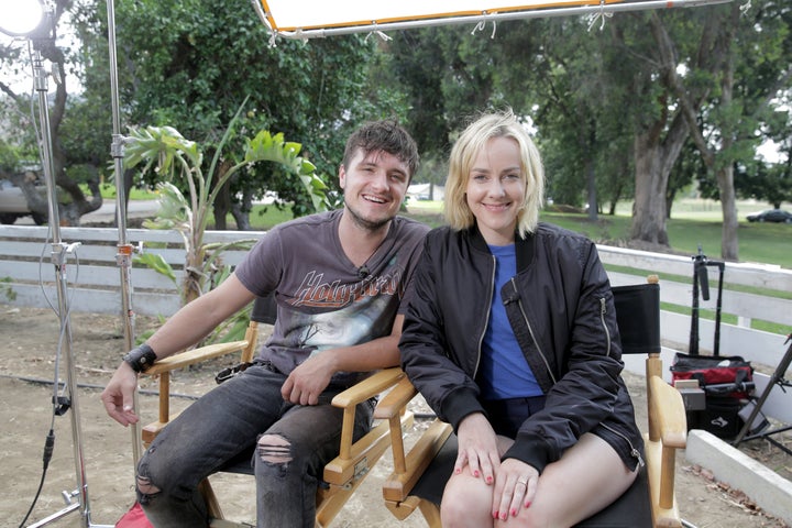 <p>Josh Hutcherson and Jena Malone on set of "The Rusted."</p>