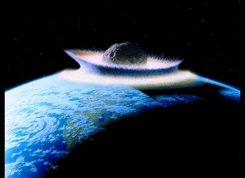 Artist's impression of giant planetoid hitting Earth