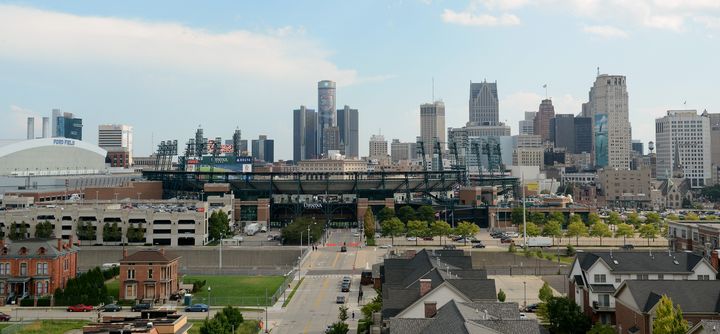 Detroit, seen here with baseball stadium Comerica Park in the foreground, was rated the least attractive American city in a new WalletHub study.