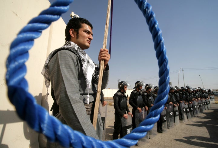 Iranian-Kurds protest against the execution of Kurdish rebels in Iran, in the northern Iraqi Kurdish city of Arbil, on Oct. 31, 2013