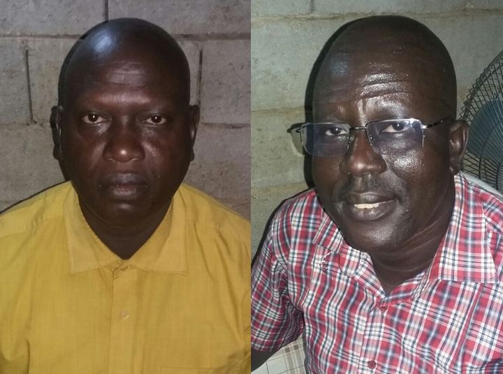 The Rev. Michael Yat, left, and the Rev. Peter Reith, two South Sudanese Presbyterian Evangelical Church pastors who faced a possible death sentence in Sudan, have been set free after a court hearing Wednesday (Aug. 5, 2015).