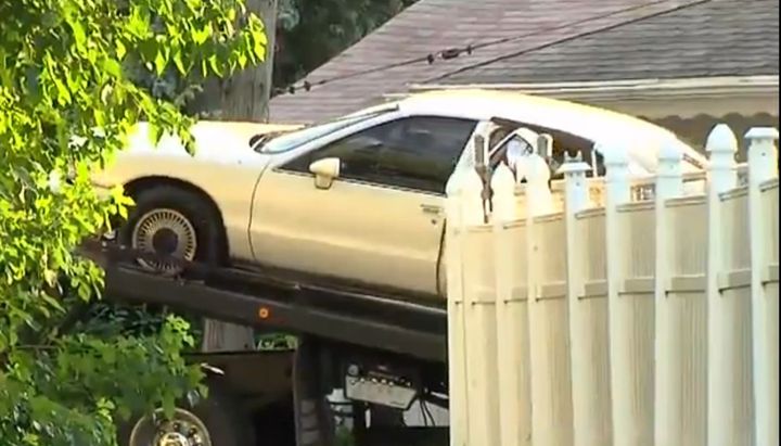 A 3-year-old child was shot in this car outside a residence in Detroit.