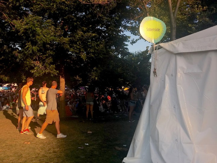 The Sober Side tent at Lollapalooza sat near the EDM-centric Perry's stage, a craft beer tent and -- most importantly -- a medical tent.