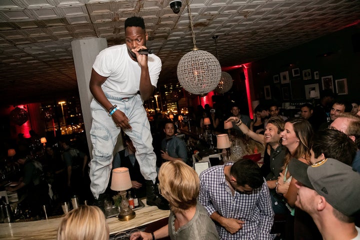 <p>Zebra Katz performs at Soho House Chicago on July 31, 2015 in Chicago, Illinois.</p>