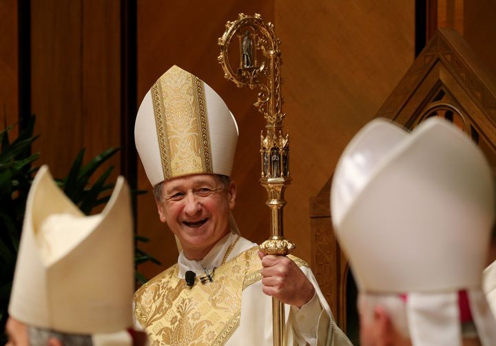 Chicago Archbishop Blase Cupich smiles after being installed as the ninth archbishop of Chicago of at Holy Name Cathedral on November 18, 2014.