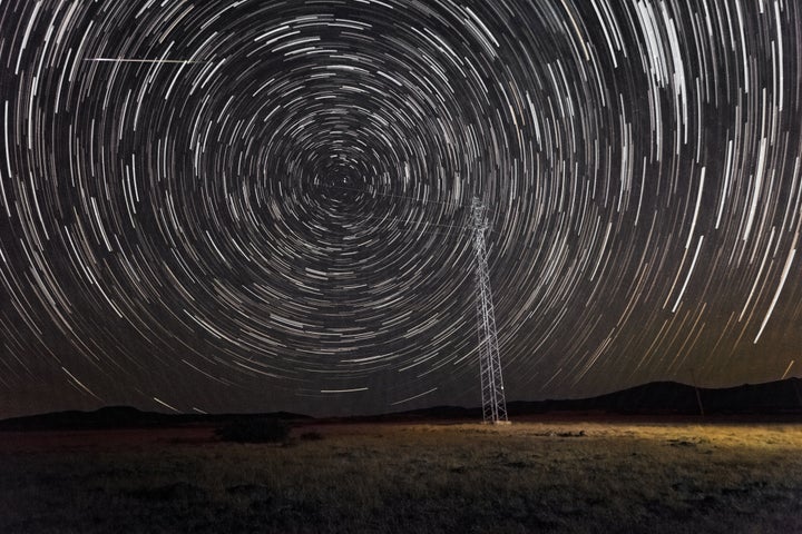 A long exposure photo of a past Perseid meteor shower.