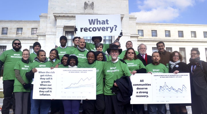 Fed Up activists outside of the Federal Reserve building in Washington on Nov. 14, 2014. 