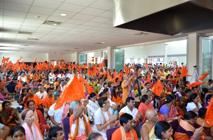 Worshippers gather at Hanuman Temple for the chant marathon.