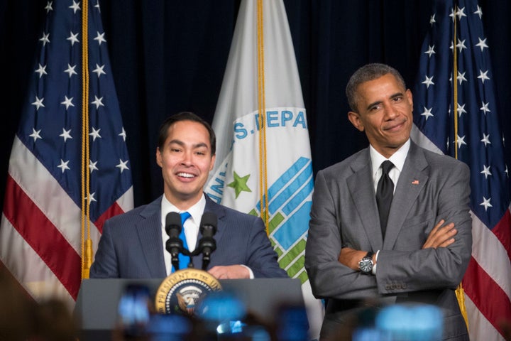 <p>HUD Secretary Julián Castro with President Barack Obama.</p>