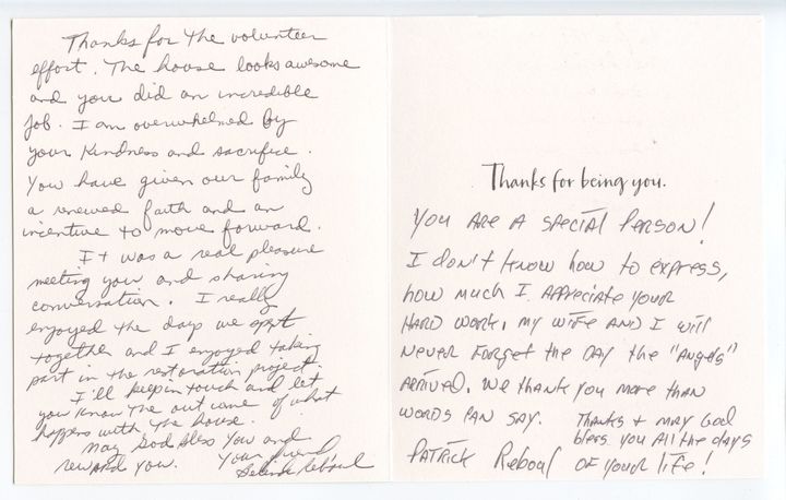 After the group of volunteers returned home, the Rebouls wrote to each of us personally. Some volunteers, like Aimee Tomasek, kept up correspondence in the years after the trip.