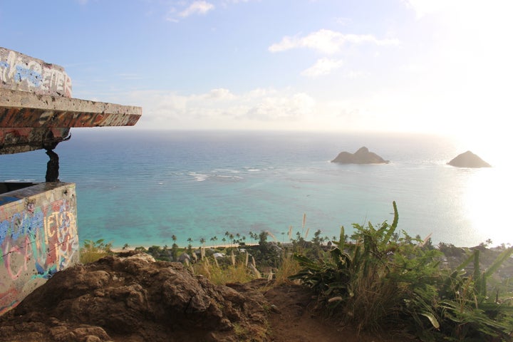 Dancers performed a haka ritual dance at the top of the Lanikai Pillboxes hiking trail