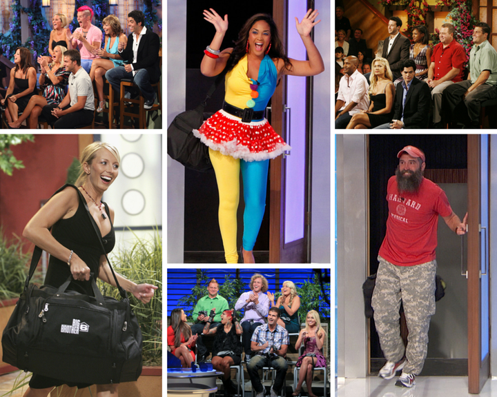 <p>Clockwise from top left: The Season 9 cast, Candice, the All-Stars cast, Donnie, the Season 14 cast and April are seen outside of the "Big Brother" house.</p>